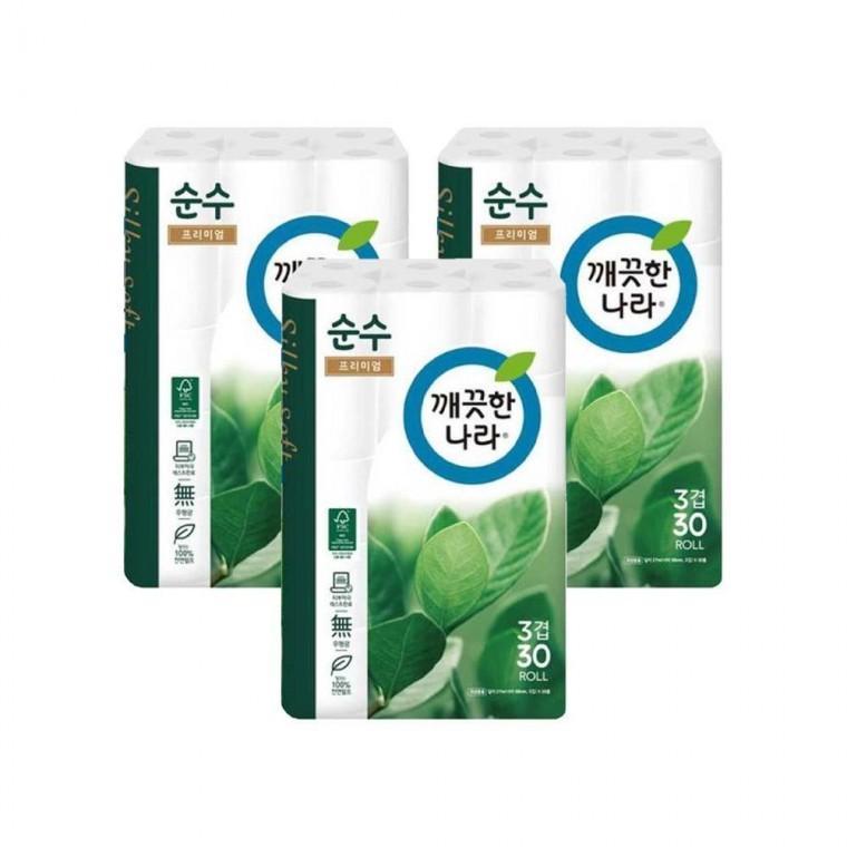 루미나D 순수프리미엄 3겹30롤 25m 휴지x3개