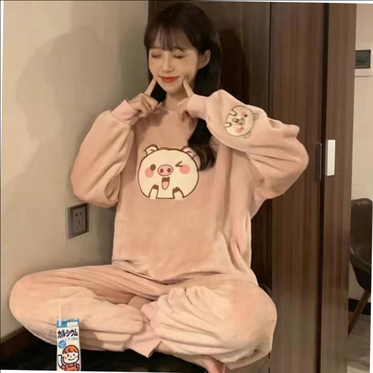 핑크돼지 겨울 극세사 수면잠옷 겨울수면잠옷
