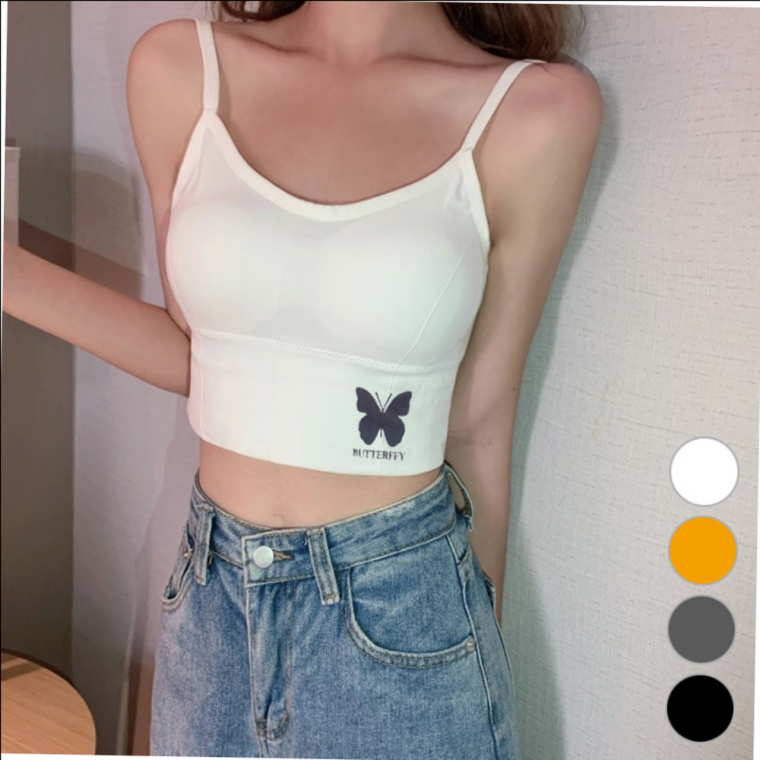 버터플라이 이너웨어 끈나시 크롭탑 가을