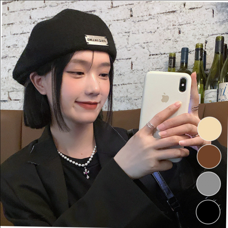메탈라벨 그레이 3st 베레모 가을모자
