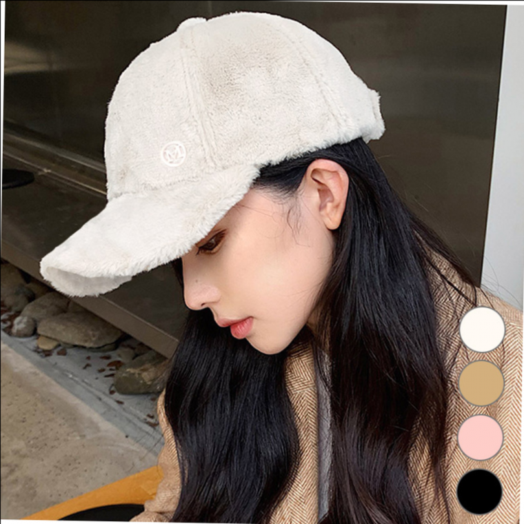 M로고 따뜻한 퍼 볼캡 겨울모자