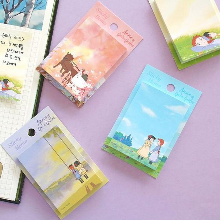 미니 점착식 메모 메모지 스티키 빨강머리앤 5P