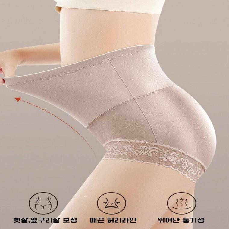 허리 뱃살 보정 레이스 하이웨이스트 팬티 커버