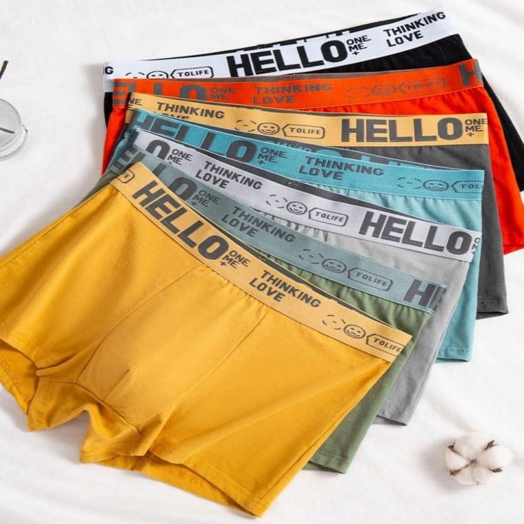7컬러 남자 면 스판 팬티 HELLO 패션 사각팬티