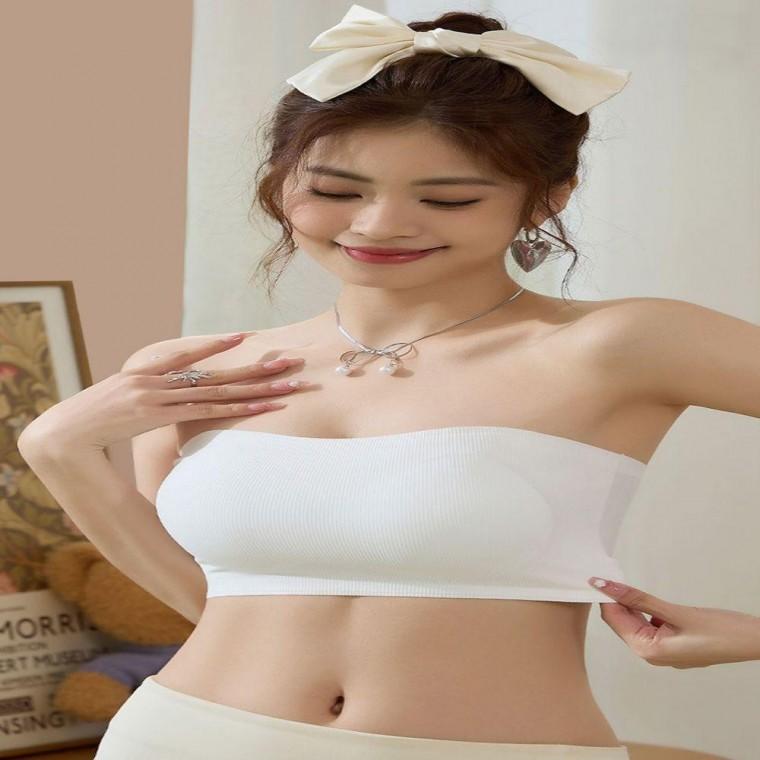 스트랩리스 여성 캡내장 튜브탑 브라