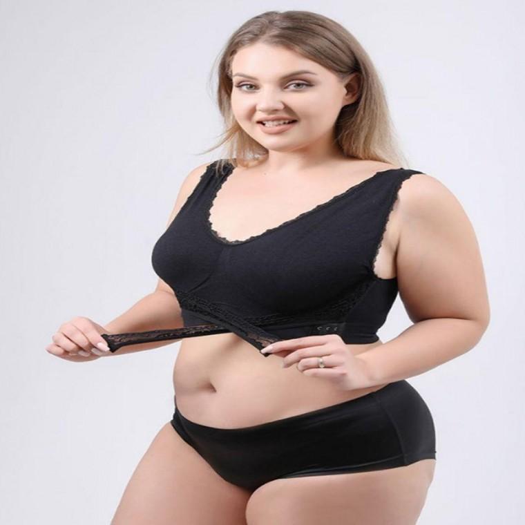 푸쉬 브라 가능 빅사이즈 노와이어 크로스 여성