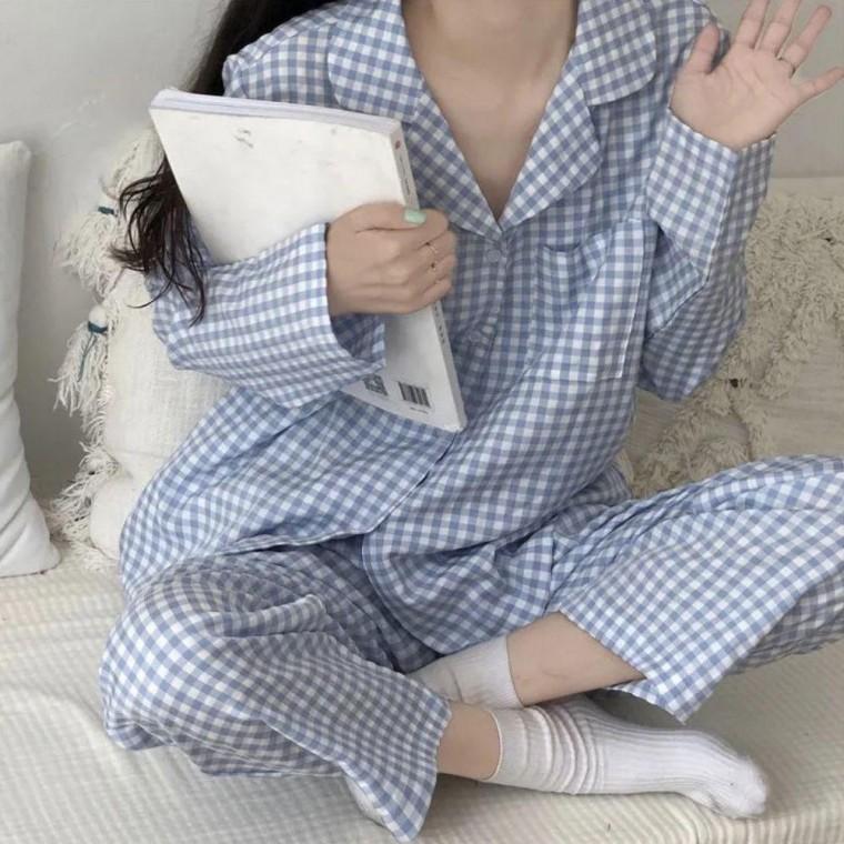 3색 여자긴팔잠옷 여성홈웨어세트 잠옷세트 체크무늬