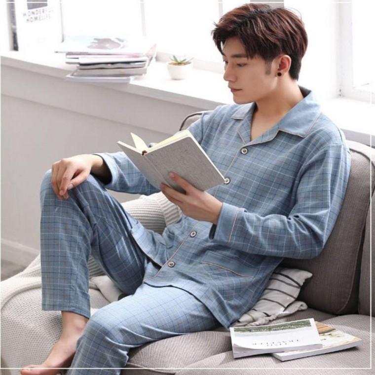체크 남성 카라 잠옷세트 상하의 홈웨어 파자마세트