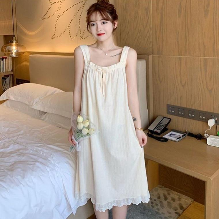 시원한 여자 리본 민소매 홈웨어 잠옷