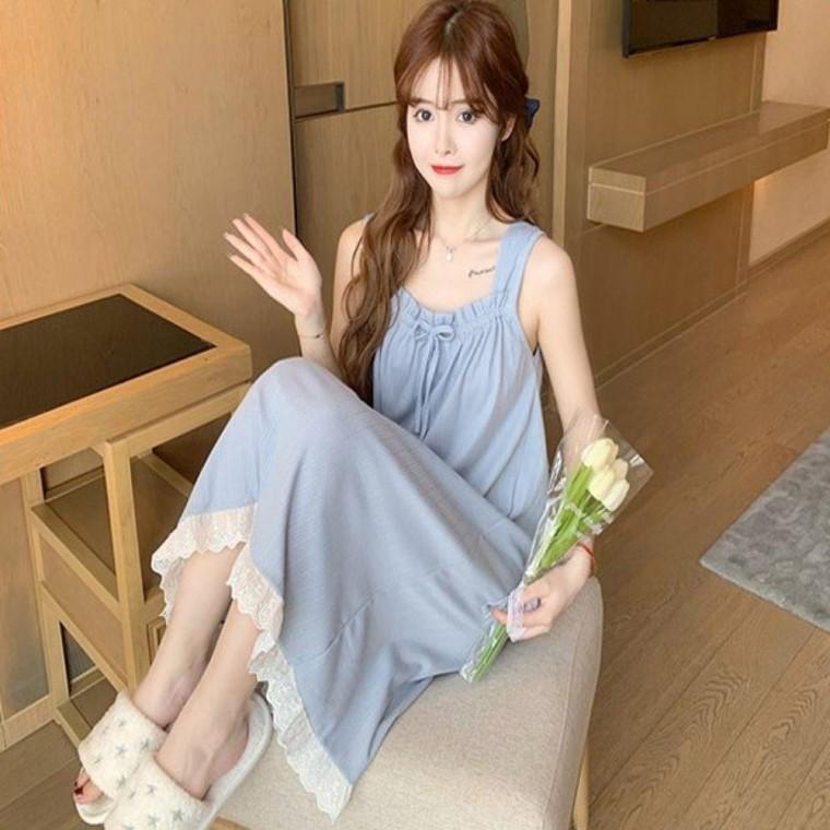 러블리 여성 리본끈 시원한 소재 홈웨어 민소매 잠옷