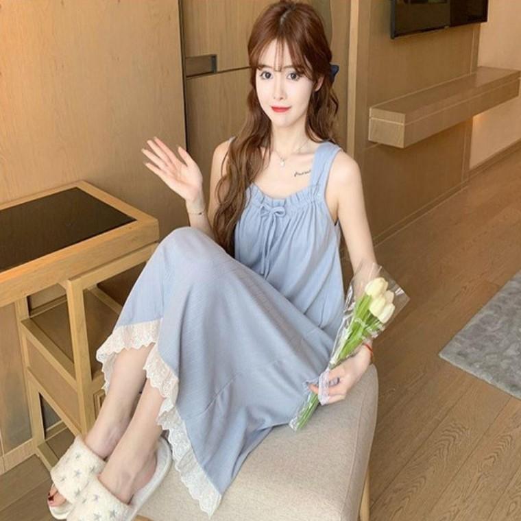 소재 잠옷 민소매 시원한 리본끈 홈웨어 여성 귀여운