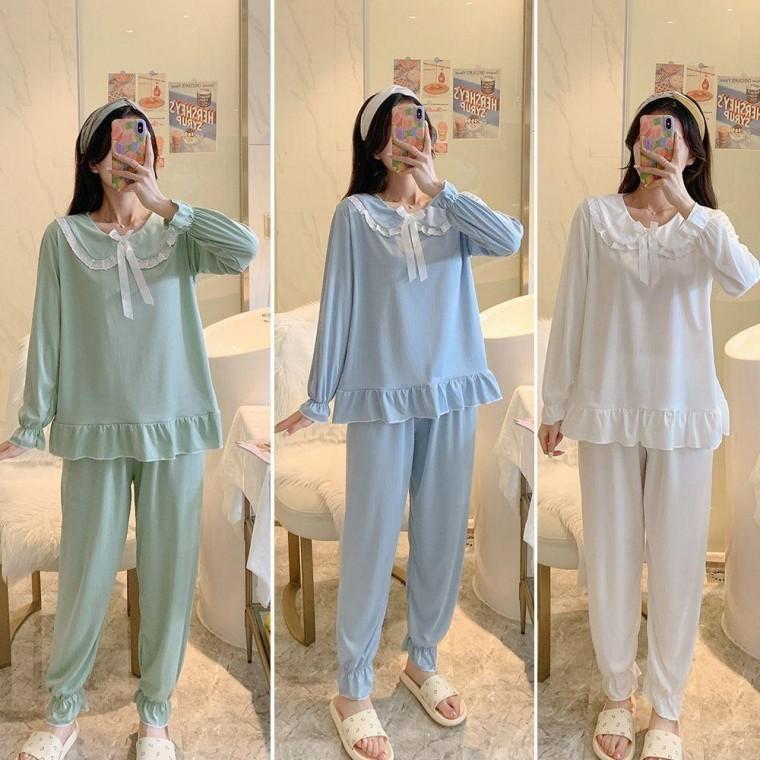 여성잠옷 데일리 레이스 카라