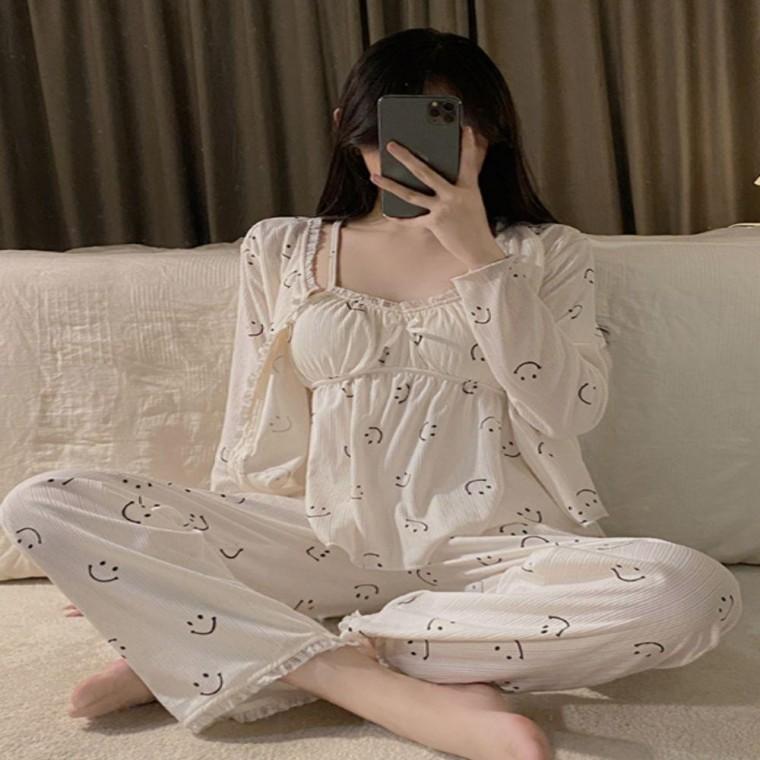 레이스 패드내장 러블리 쓰리피스 홈웨어 세트 잠옷