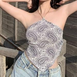 토투카 체인 홀터넥 백리스 스카프탑 슬리브리스