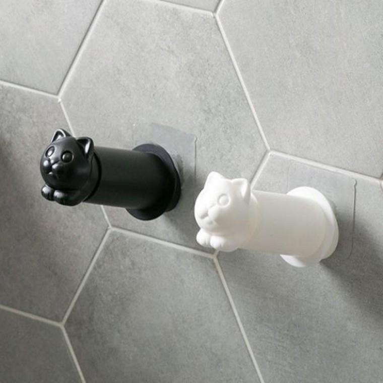 고양이 부착식 휴지걸이봉 무타공 두루마리 휴지 거치대 벽걸이 인테리어