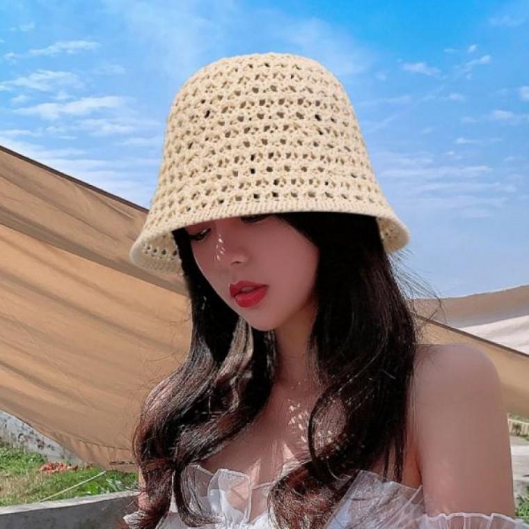 여성용 왕골 메쉬 벙거지 모자