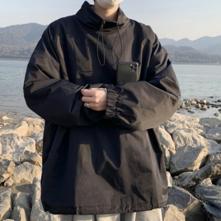 넥라인 밑단 조절 스트링 오버핏 포켓 남성 아노락