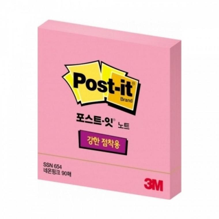 3M 슈퍼스티키 654-SSN 네온핑크 76x76 90매 134604