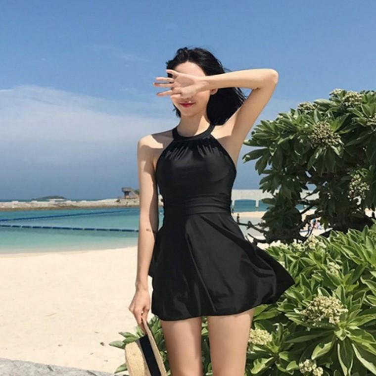 속바지 원피스 홀터넥 여자 휴양지 일체형 수영복