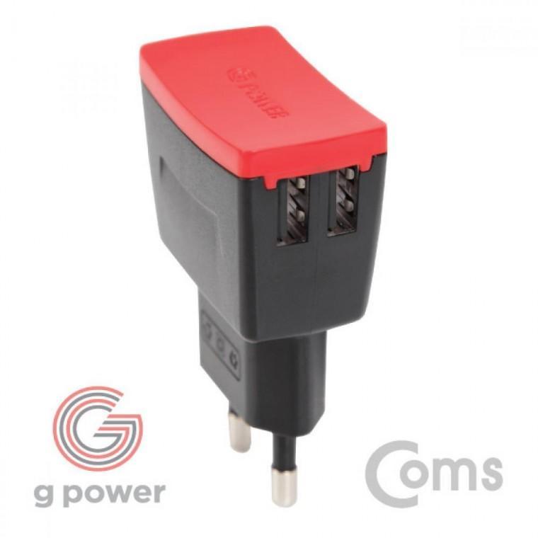 G POWER 가정용 2포트 충전기 5V 2A Micro5핀 케이블 Black