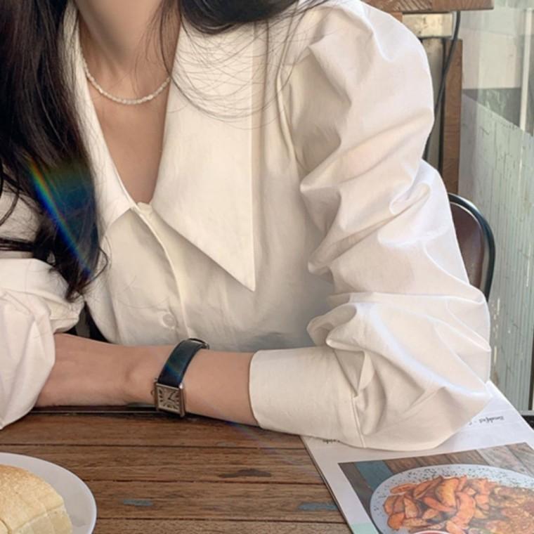 셔츠 퍼프 셔츠 블라우스 베이직 봄 여성 빅카라