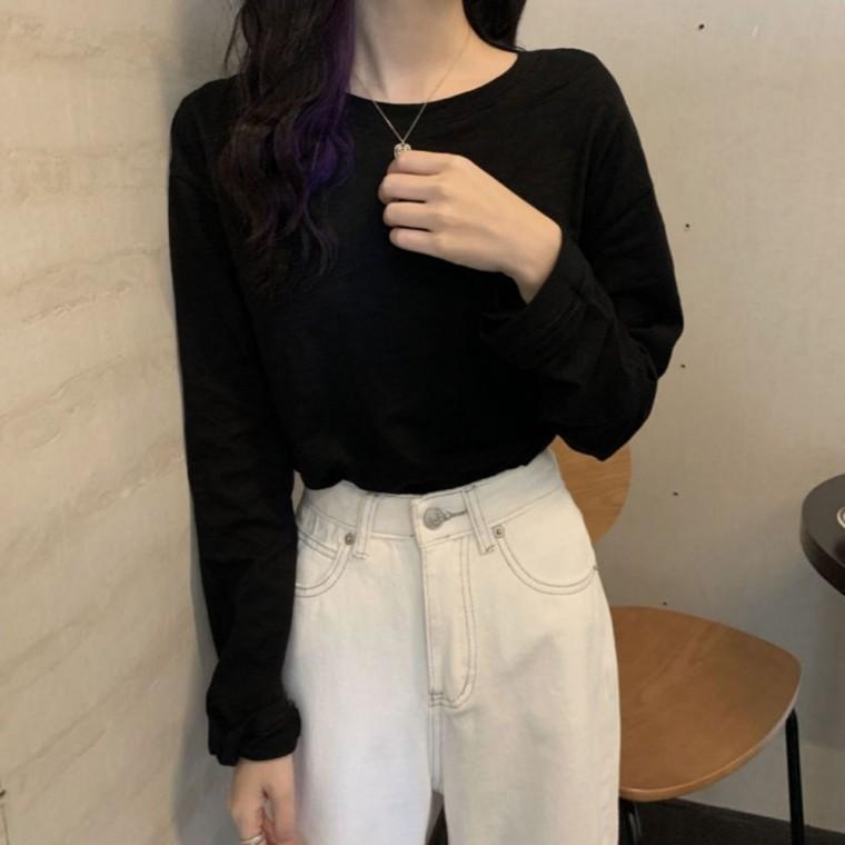 긴팔티셔츠 티셔츠 루즈핏 라운드넥 4색 여성 데일리
