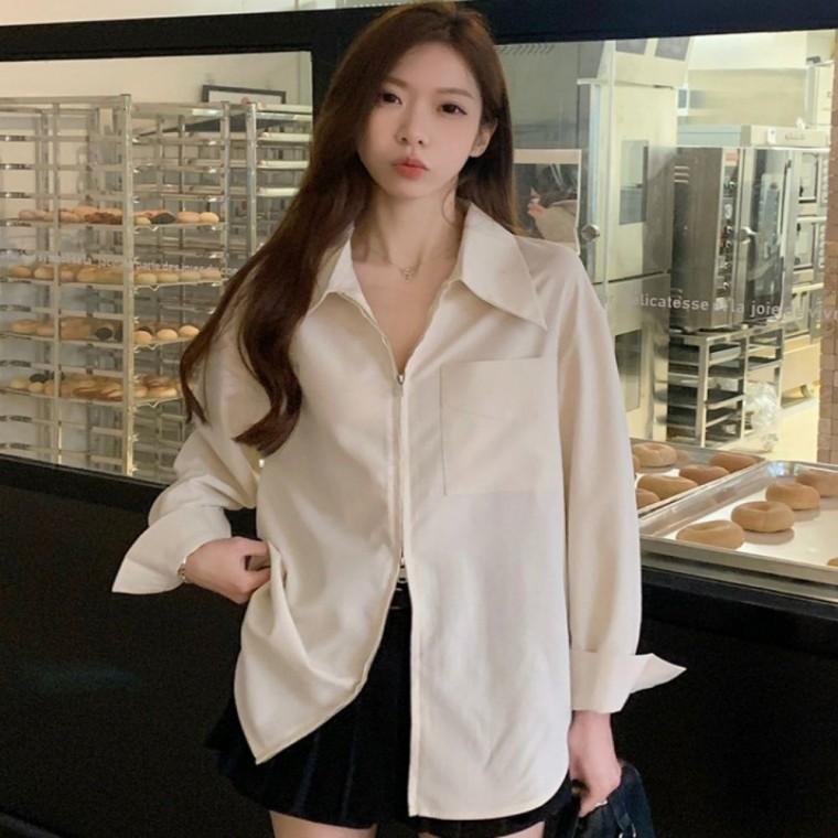 셔츠 캐주얼 가을 집업 남성용 셔츠 카라