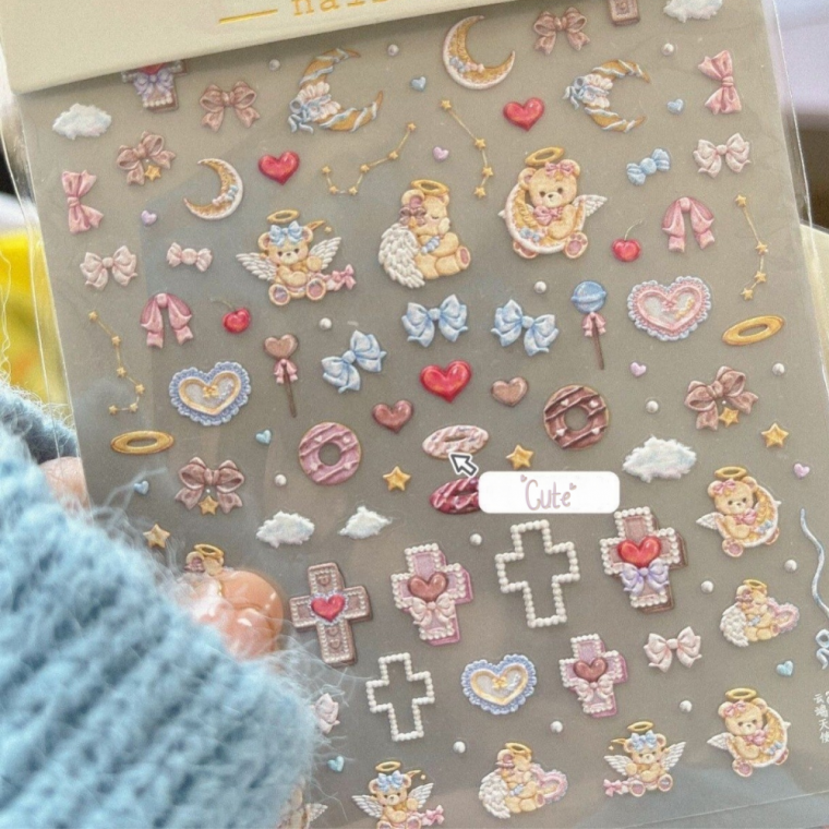 러블리 엔젤 베어 미니 스티커 아이패드 노트북 핸드폰 꾸미기 네일 스티커