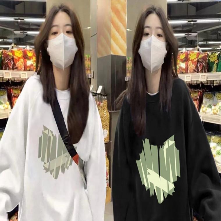 티셔츠 기모 그래피티 안감 루즈핏 맨투맨 여자
