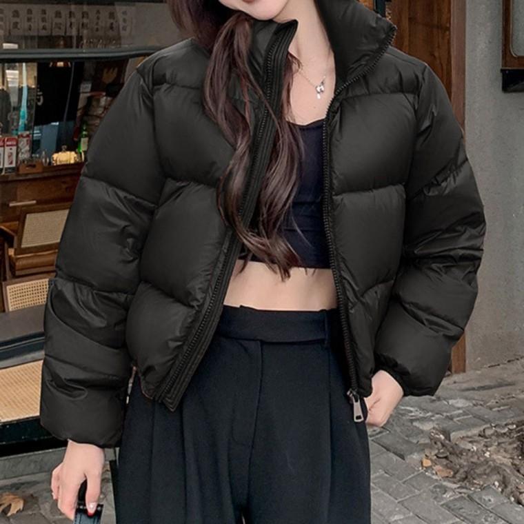 기장 겨울 숏패딩 크롭 하이넥 짧은 여성 아우터