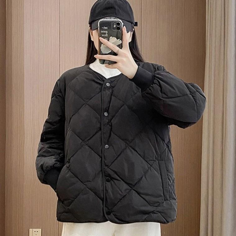 아우터 편한 퀄팅 루즈핏 패딩 누빔 점퍼 마름모 여성