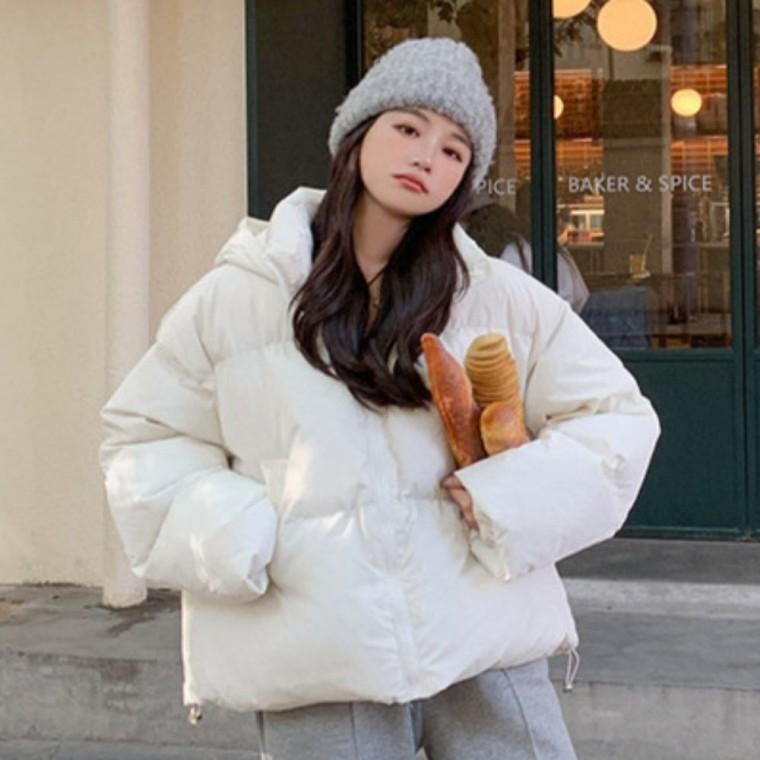 여자 패딩 후드 아우터 겨울 하이넥 숏 점퍼 달린