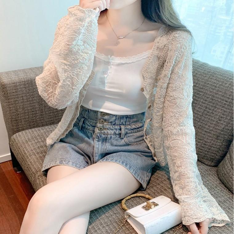 시스루 자수 오간자 가디건 루즈 스타일 여름 볼레로