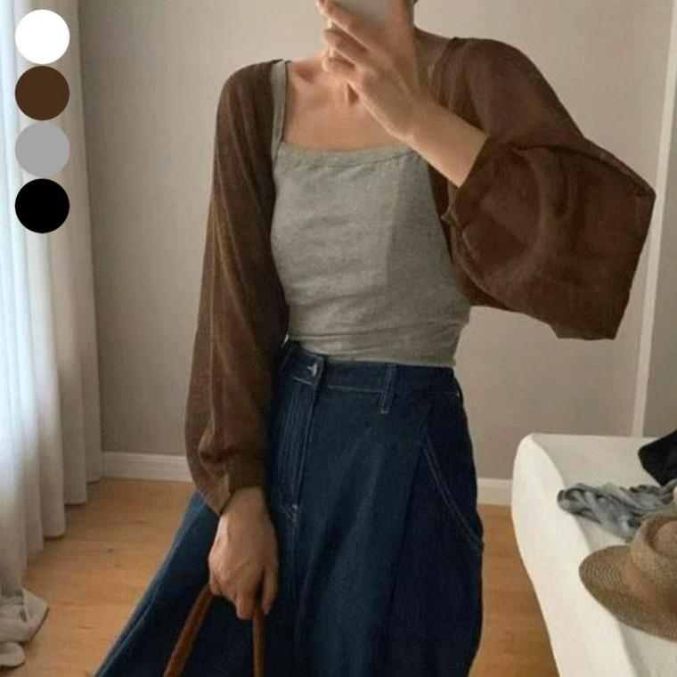 볼레로 여성 여름 가디건 크롭 얇은 시스루 간절기