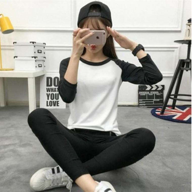 긴팔 무지티 여자 여성긴팔티 기본티 투톤티셔츠 기본티셔츠 기본티 면티