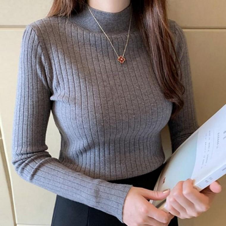 반폴라 여자 여성패션 긴팔니트 여자 여성스런 골지 신축성좋은 아이보리 가디건 니트