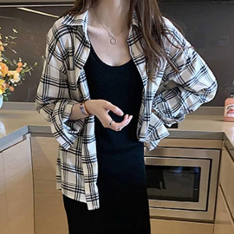 체크 봄긴팔 데일리 캐주얼 남방 코디 오피스 셔츠 옷쇼핑몰 봄 빅사이즈