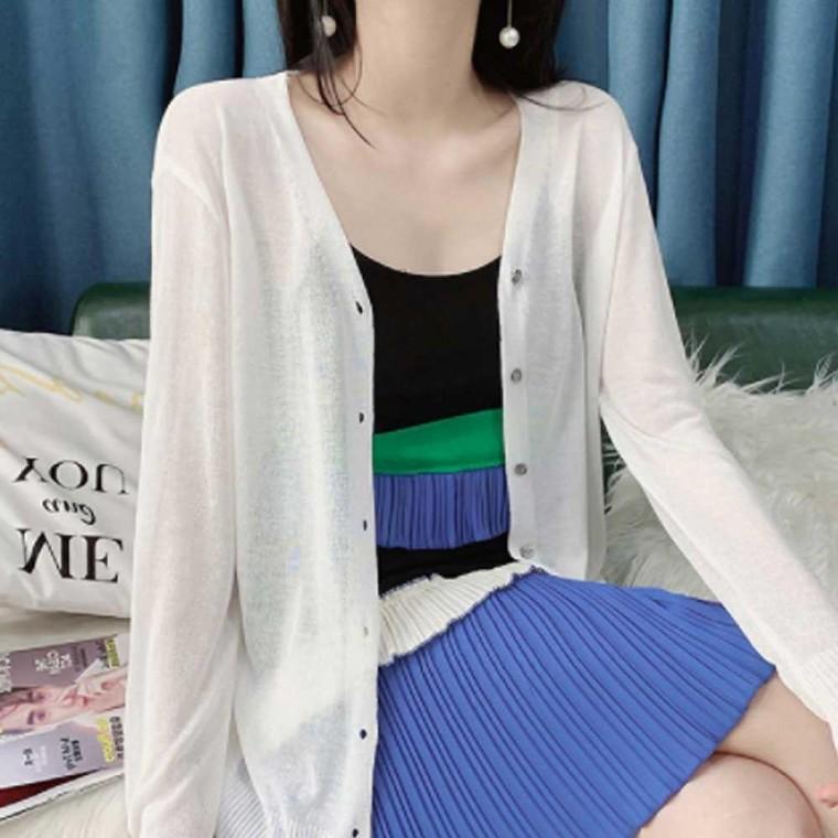 시스루 얇은 여리핏 가디건 가을 코디룩 봄여름 여자 여성 의류 얇은가디건