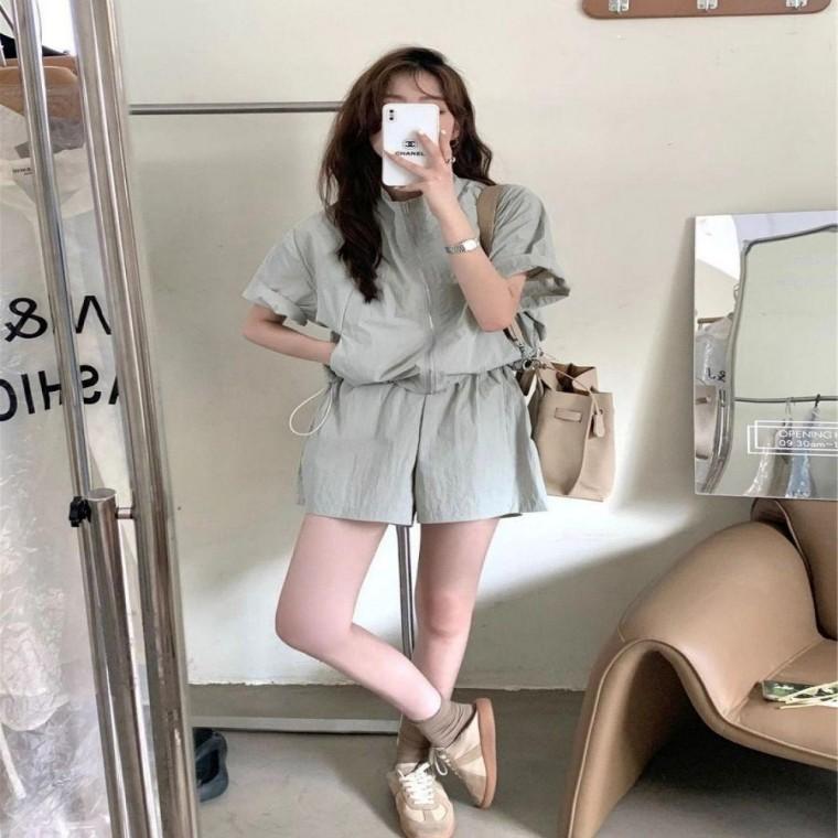 여성 4컬러 여름 캐주얼무드 아노락 반팔 상하의 세트