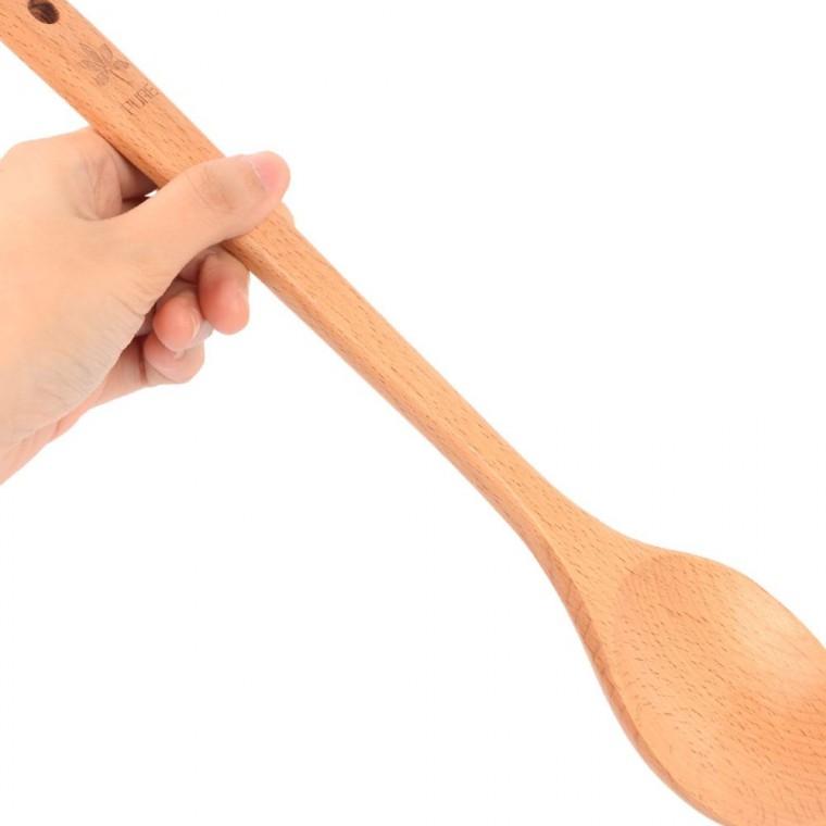 대형 원목 스푼 깊은 홈 국물 떠먹기 전용 조리기구 위생적 천연재질