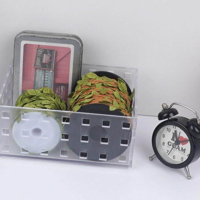 반투명 사각 정리통 140x105 쌓기가능 탁상 소품보관 투명도 높은 플라스틱함