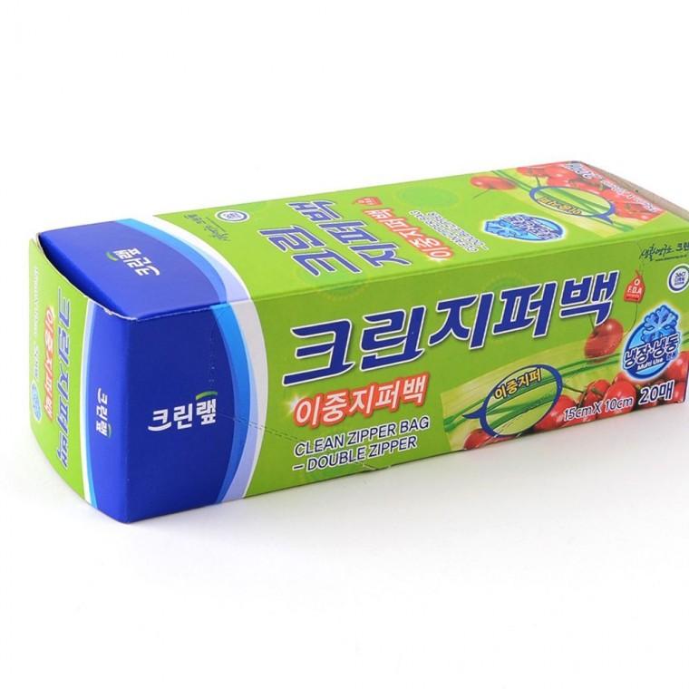 크린랩 이중 지퍼백 20매 15x10cm 밀폐 보관 투명 비닐