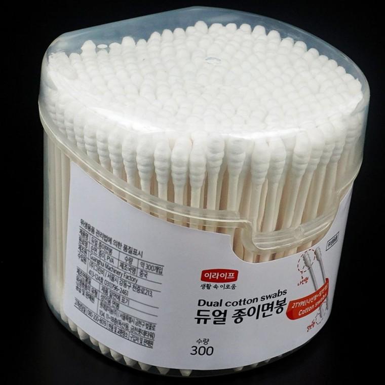 300p 듀얼 종이면봉 양면 귀청소 화장 메이크업 세안 위생 케어