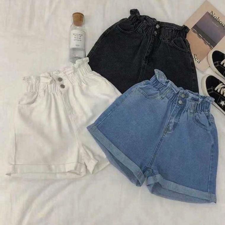 여성 3컬러 투버튼 데일리 핫팬츠 데님반바지 숏팬츠