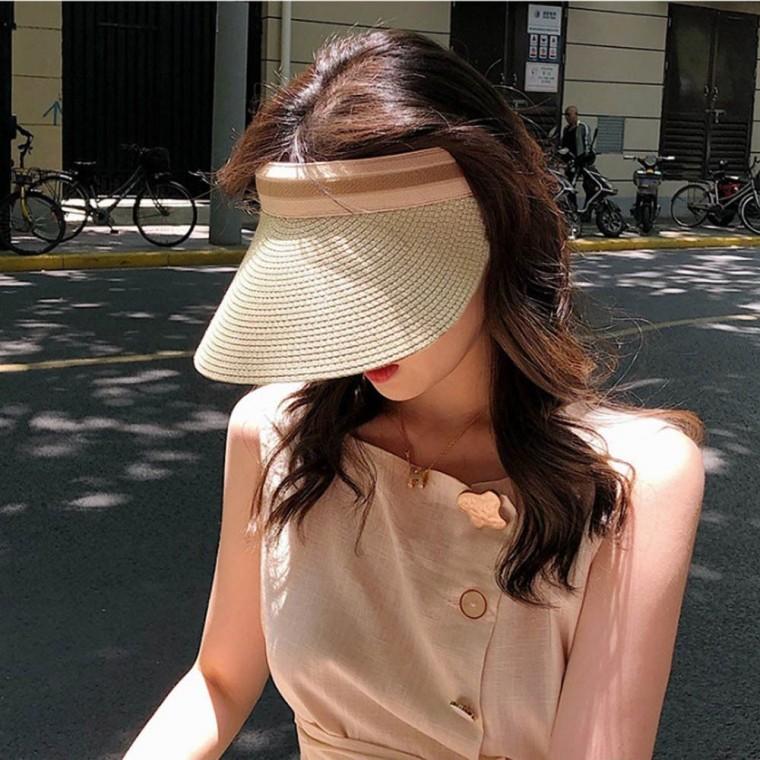 햇빛 여름 가림 넓은 배색 선캡 썬캡 라탄 챙