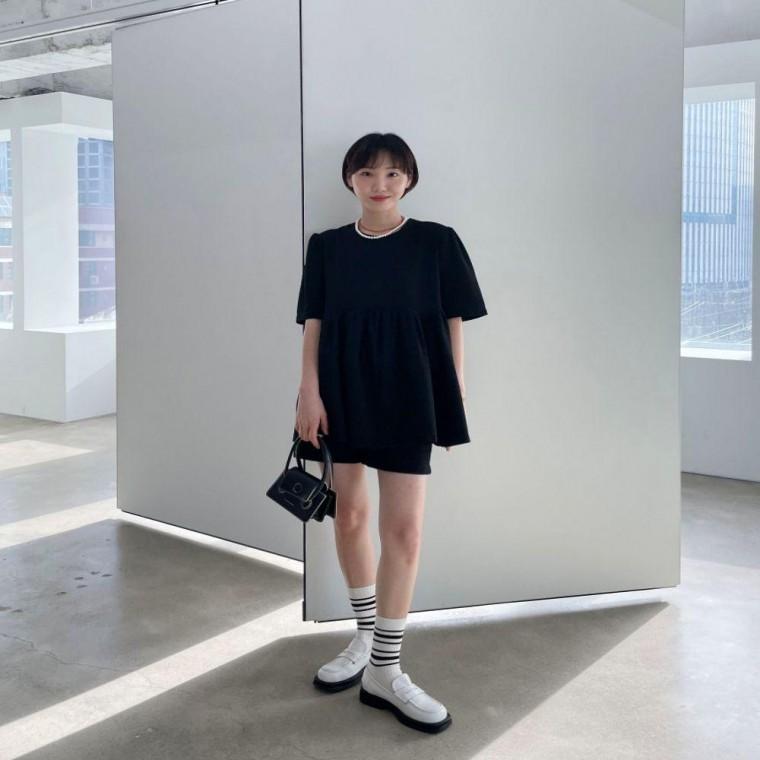 여성 2컬러 여름 러블리한 블라우스 반바지 코디세트