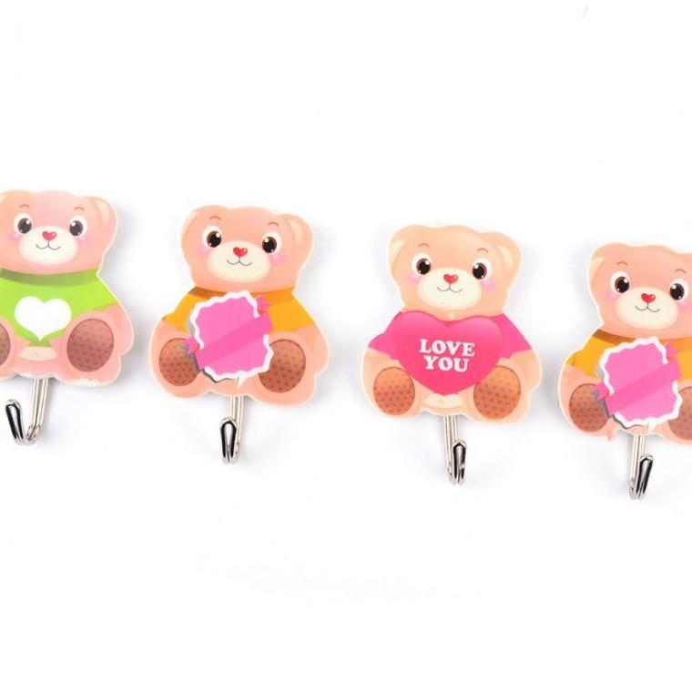 4p 강력 접착 벽면 후크 걸이 못없이 부착 화이트 원형 고정