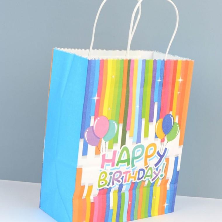 무지개 생일축하 종이백 파티 선물 포장 축하 이벤트 컬러풀 페이퍼백