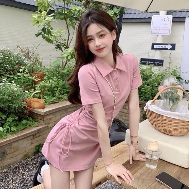 반팔 카라 셔링 미니 여름 원피스 슬림핏 캐주얼