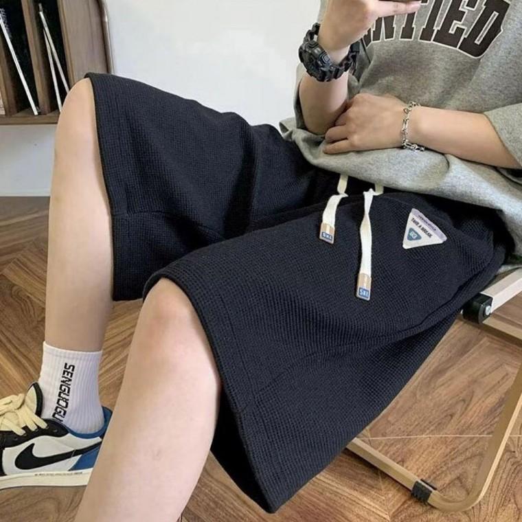 남성 3컬러 와플패턴 여름 데일리 와이드 5부 반바지